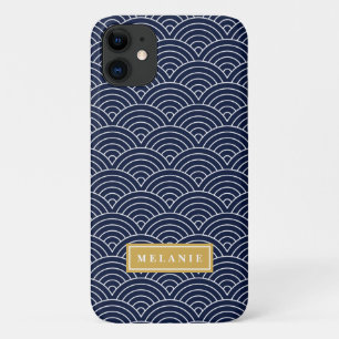 Muster für Goldene Nenn-Vorlage für Navy Circle Wa Case-Mate iPhone Hülle