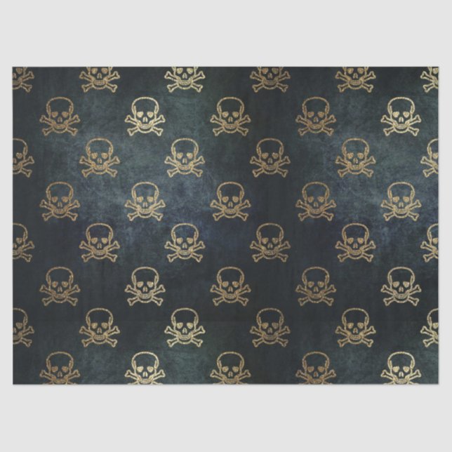 Muster für Goldene Skulls Dekoupage 20x30 Gewebepa Seidenpapier (Vorderseite)