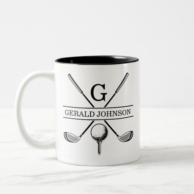 Muster für Golf mit Kleider-Monogramm-Vorlage Zweifarbige Tasse (Links)