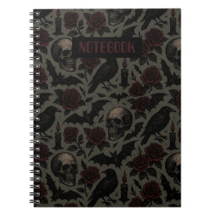 Muster für Gothic Skulls, Crows & Rose Notizblock