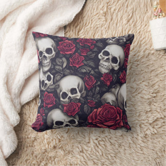 Muster für Gothic Skulls & Rote Rosen Kissen