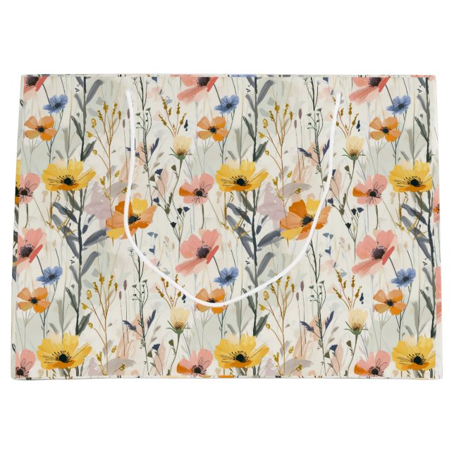Muster für Gouache Meadow Blume Große Geschenktüte (Vorderseite)