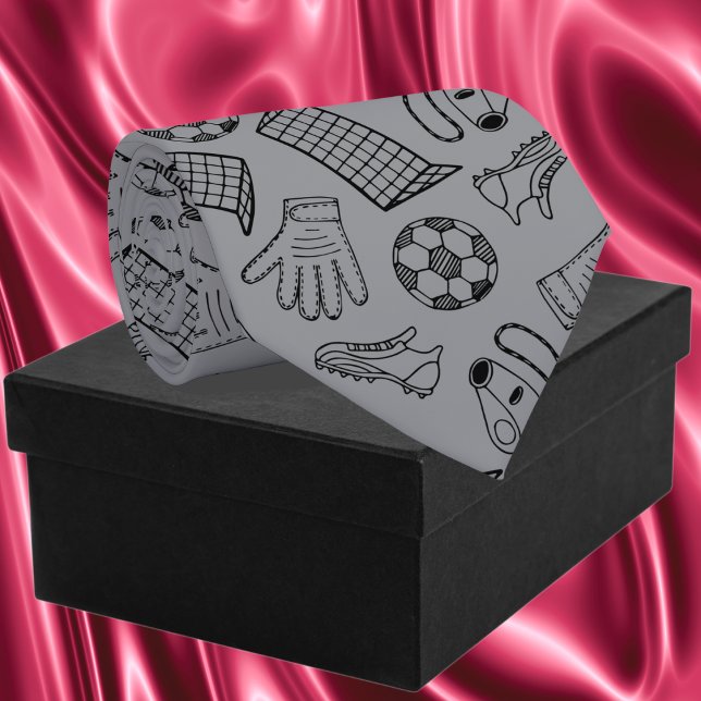 Muster für Grau-Fußball Krawatte (Gray Soccer Equipment Pattern Neck Tie)