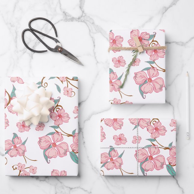 Muster für graue Blume Geschenkpapier Set (Vorderseite)