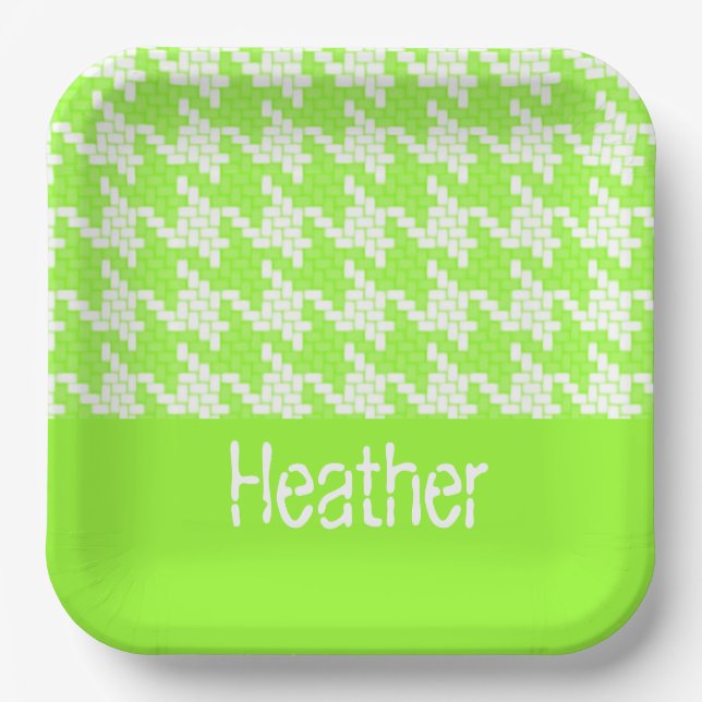 Muster für grün-weiße Hahnentrittmuster Pappteller (Vorderseite)