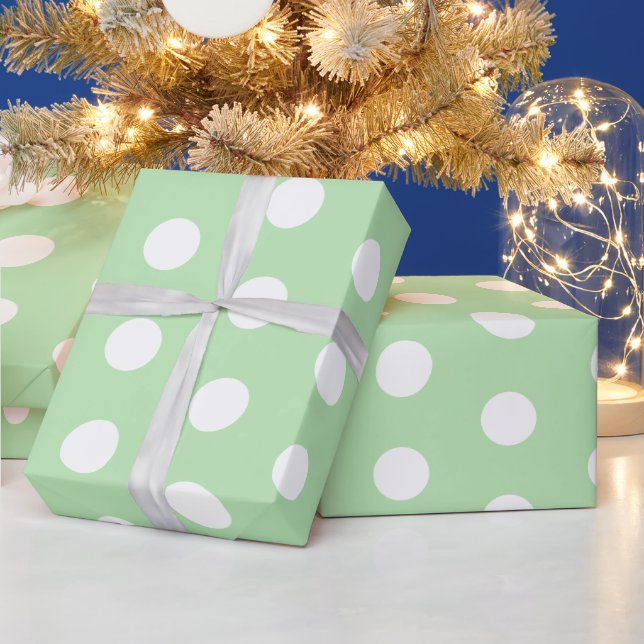 Muster für grün-weiße Polka-Dots Geschenkpapier (Feiertage)