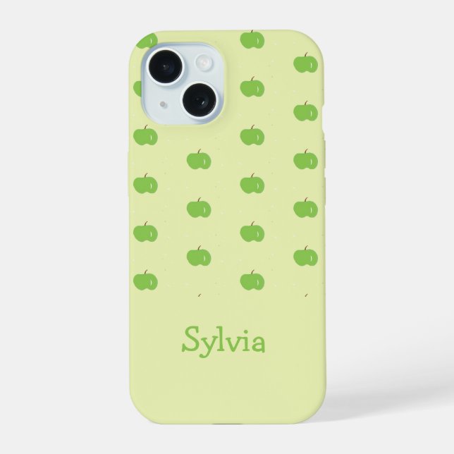 Muster für grüne Äpfel iPhone 15 Hülle (Rückseite)