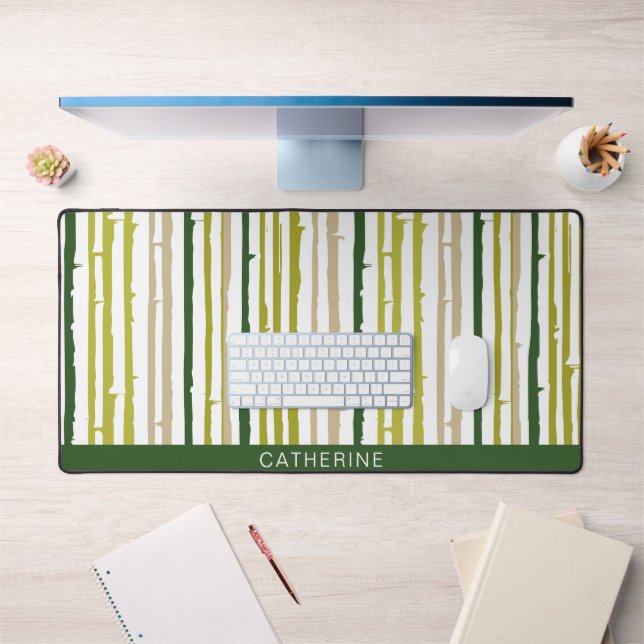 Muster für grüne Bambusstreifen Minimalistisch Schreibtischunterlage (Büro 1)