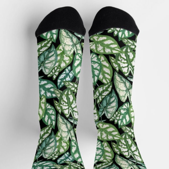 Muster für grüne tropische Blätter Socken (Oben)