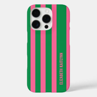 Muster für grüne und rosa Streifen Personalisiert iPhone 16 Pro Hülle