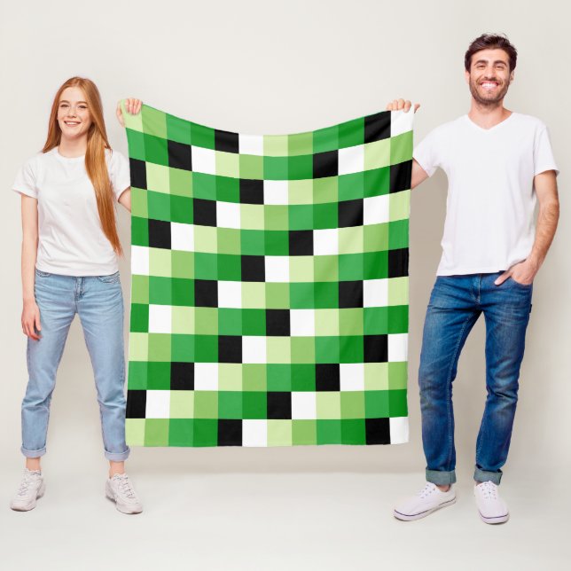 Muster für grüne und weiße Quadrate Fleecedecke (Beispiel)