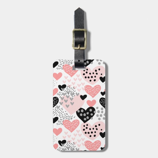 Muster für Handgezogene Herzen und Punkte ID471 Gepäckanhänger (Vorderseite vertikal)