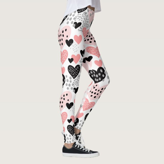 Muster für Handgezogene Herzen und Punkte ID471 Leggings (Rechts)