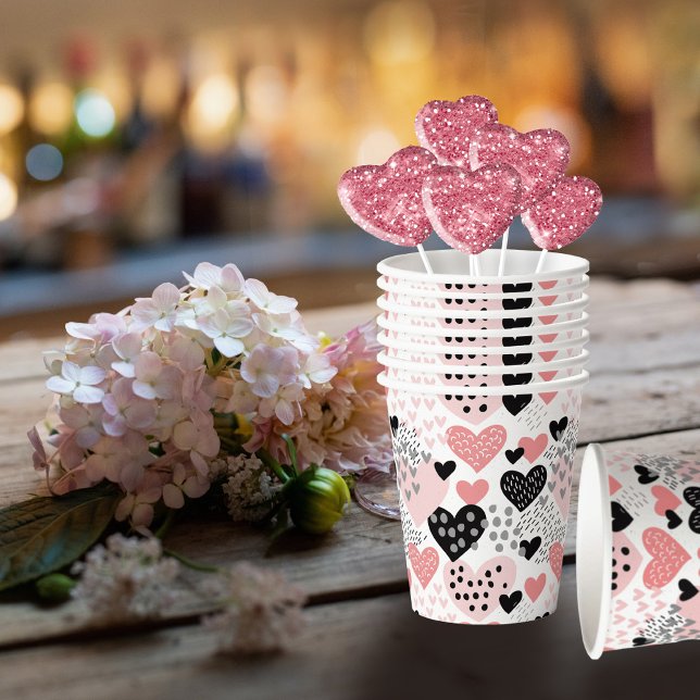 Muster für Handgezogene Herzen und Punkte ID471 Pappbecher (Von Creator hochgeladen)