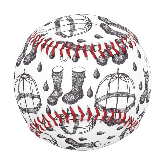 Muster für handgezogene Regenschirme und Regenstie Baseball (Vorderseite)