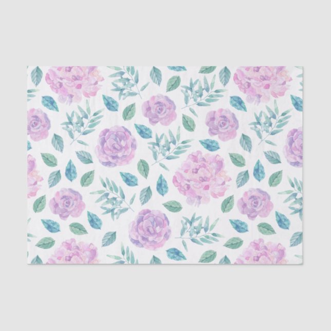Muster für hellrosa und violette Blumen Seidenpapier (Vorderseite)