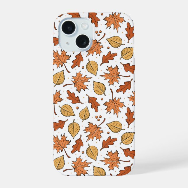 Muster für Herbst-Blätter und Acorns iPhone 15 Hülle (Rückseite)