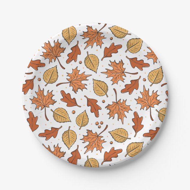 Muster für Herbst-Blätter und Acorns Pappteller (Vorderseite)