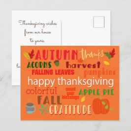 Muster für Herbst- und Erntedank-Typografie Postkarte