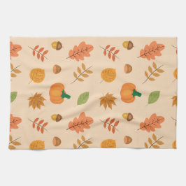 Muster für Herbstblätter und Orange Pumpkins Geschirrtuch