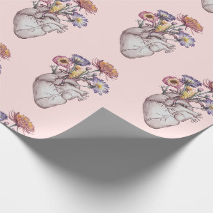 Muster für Herz-Blume Geschenkpapier