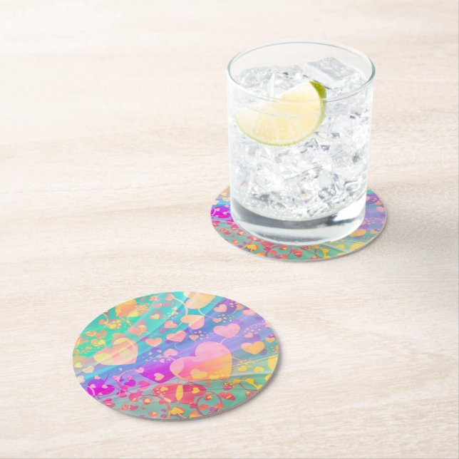 Muster für Herz-Liebe-Muster Runder Pappuntersetzer (Vor Ort)