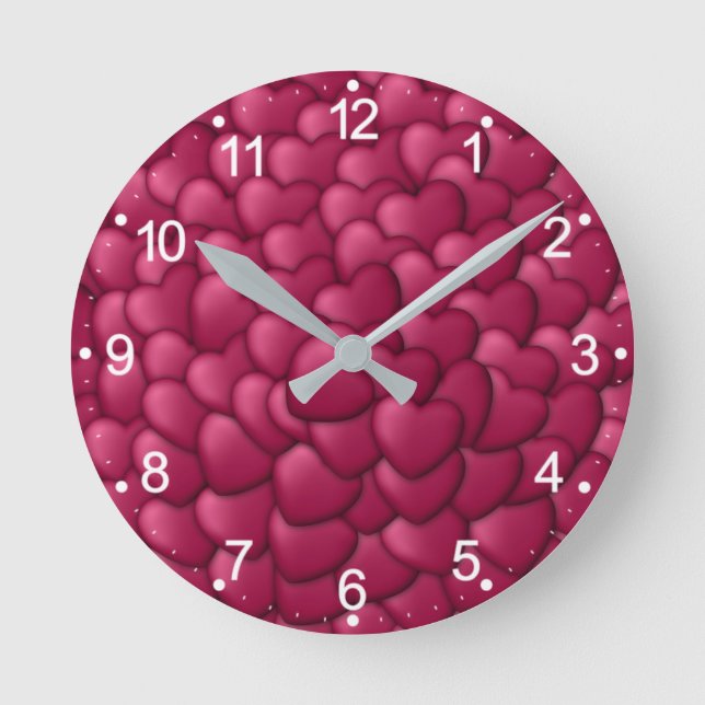 Muster für Herz-Textur-32322 Runde Wanduhr (Vorderseite)