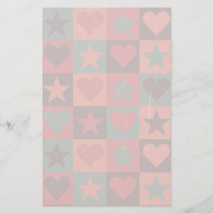 Muster für Herz und Sterne rosa Briefpapier