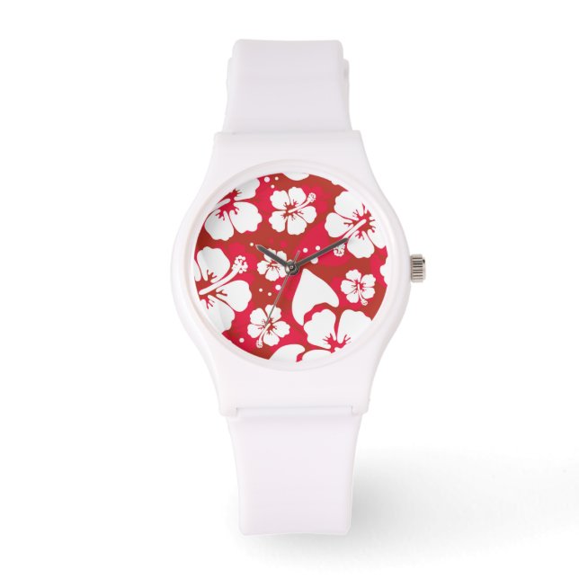 Muster für Hibisken-Blume Armbanduhr (Vorderseite)