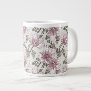 Muster für Hibiskus-Blume in Rosa Jumbo-Tasse