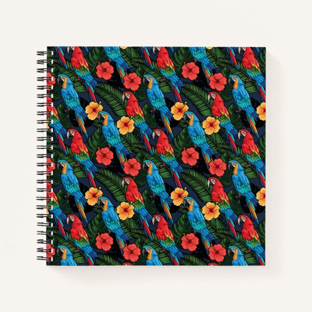 Muster für Hibiskus und Arme Notizbuch (Vorderseite)