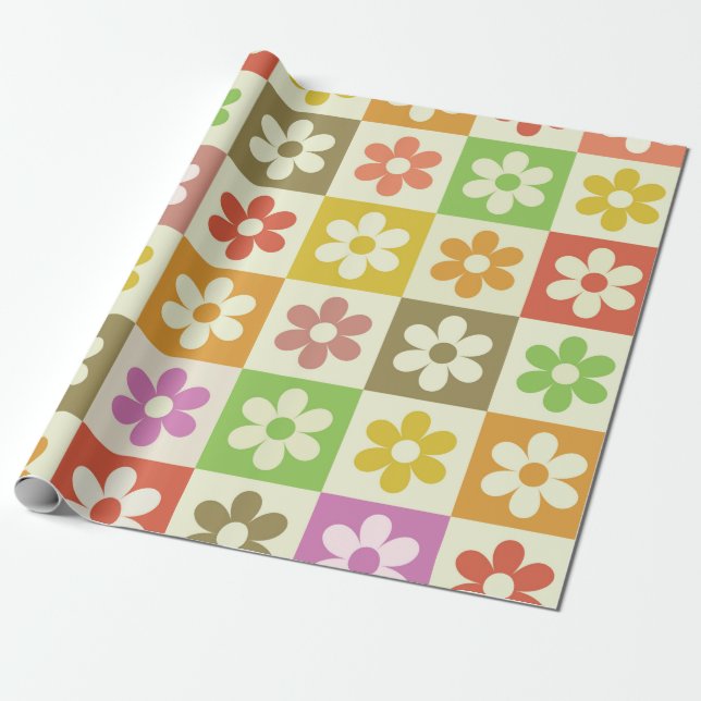 Muster für hintere hintere farbige Blume Geschenkpapier (Ungerollt)