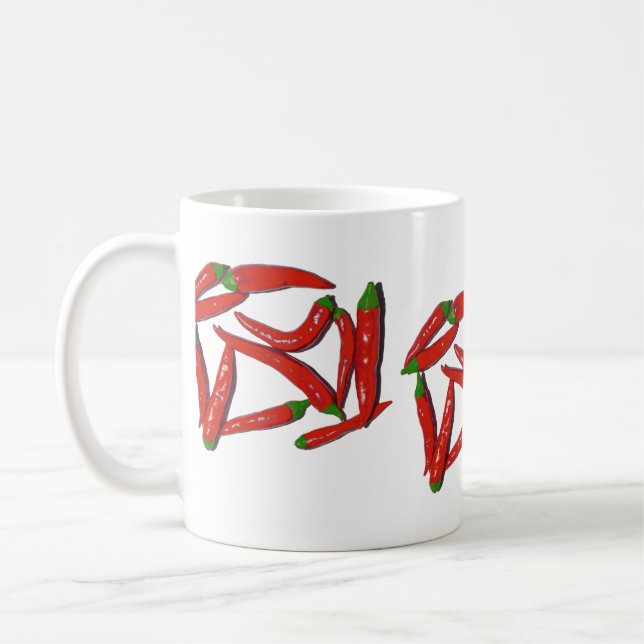 Muster für Hot Red Chili Paprikaschoten Kaffeetasse (Links)