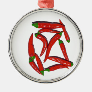 Muster für Hot Red Chili Paprikaschoten Ornament Aus Metall