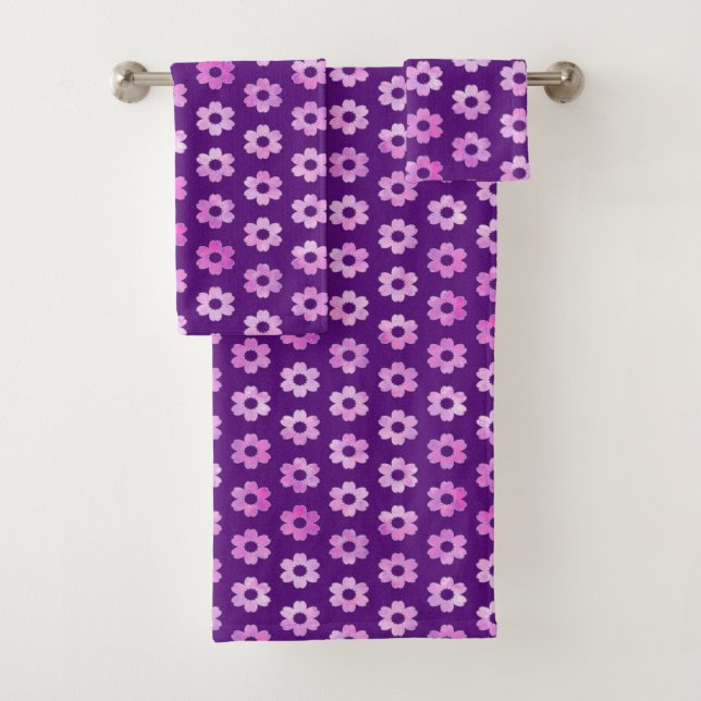 Muster für hübsche Lila Blume Badhandtuch Set (Insitu)