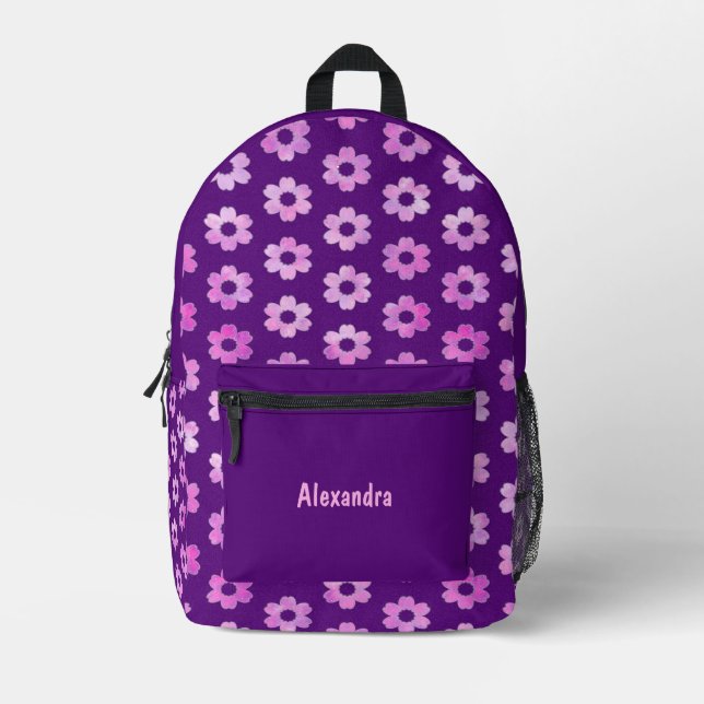 Muster für hübsche Lila Blume Bedruckter Rucksack (Vorderseite)
