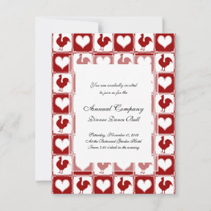 Muster für Hühner und Herz Einladung