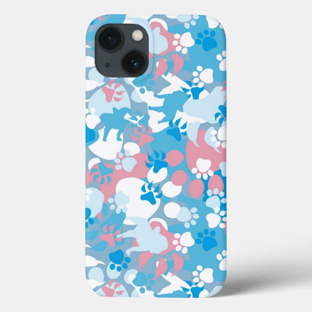 Muster für Hunde rosa und blaue Camouflage Case-Mate iPhone Hülle (Rückseite)