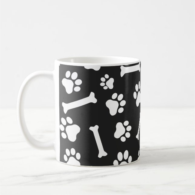 Muster für Hunde - Schwarz/Weiß Kaffeetasse (Links)