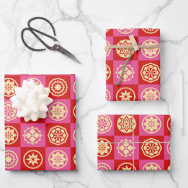 Muster für japanische Sterne und Blume Geschenkpapier Set