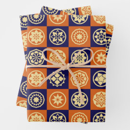 Muster für japanische Sterne und Blume Geschenkpapier Set