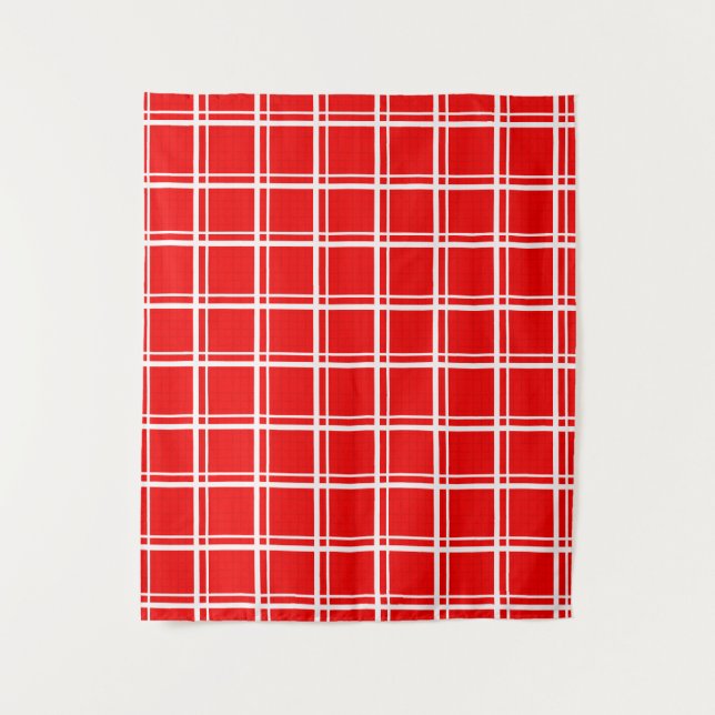 Muster für Karierte rote Windows-Rasterstreifen Wandteppich (Vorderseite)