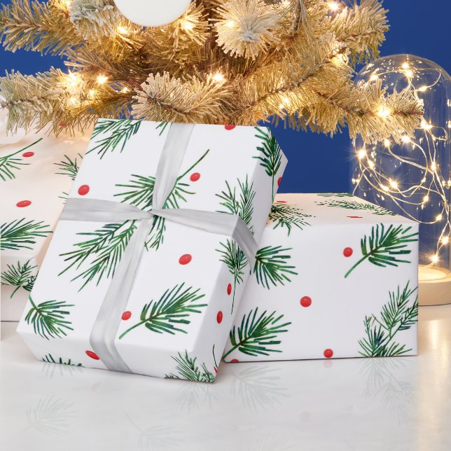 Muster für Kiefer und Beeren Geschenkpapier (Feiertage)