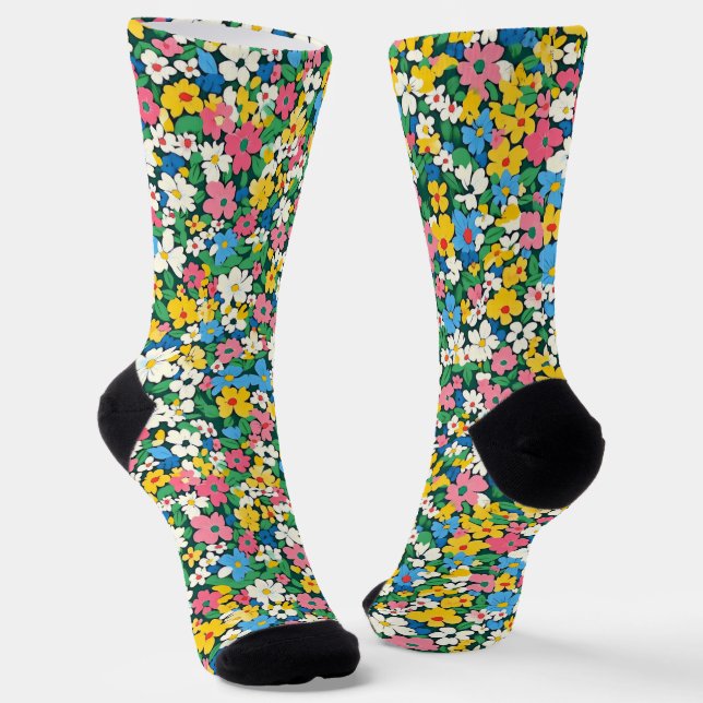 Muster für kleine Frühlingsblumen Socken (Gewinkelt)