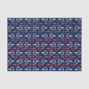 Muster für korallenrote und weiße Ankerboote Seidenpapier