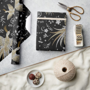 Muster für Kranvögel und Blume Geschenkpapier