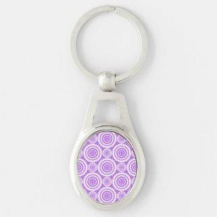 Muster für Lavendel und geometrische weiße Kreise Schlüsselanhänger