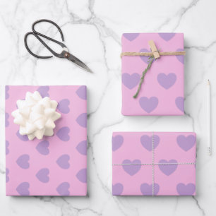 Muster für Lavendel und rosa Herzen Geschenkpapier Set