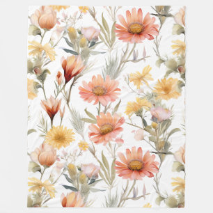 Muster für lebendige Watercolor-Wüste-Wildblumen Fleecedecke