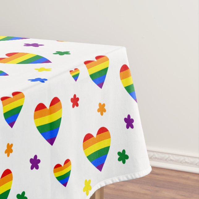 Muster für LGBT-Regenbogen und farbenfrohe Blume Tischdecke (Beispiel)